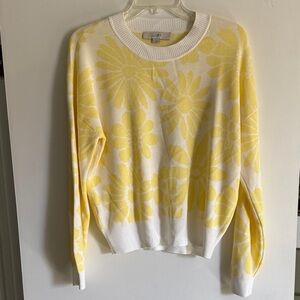 Loft spring sweater in pretty yellow and white.